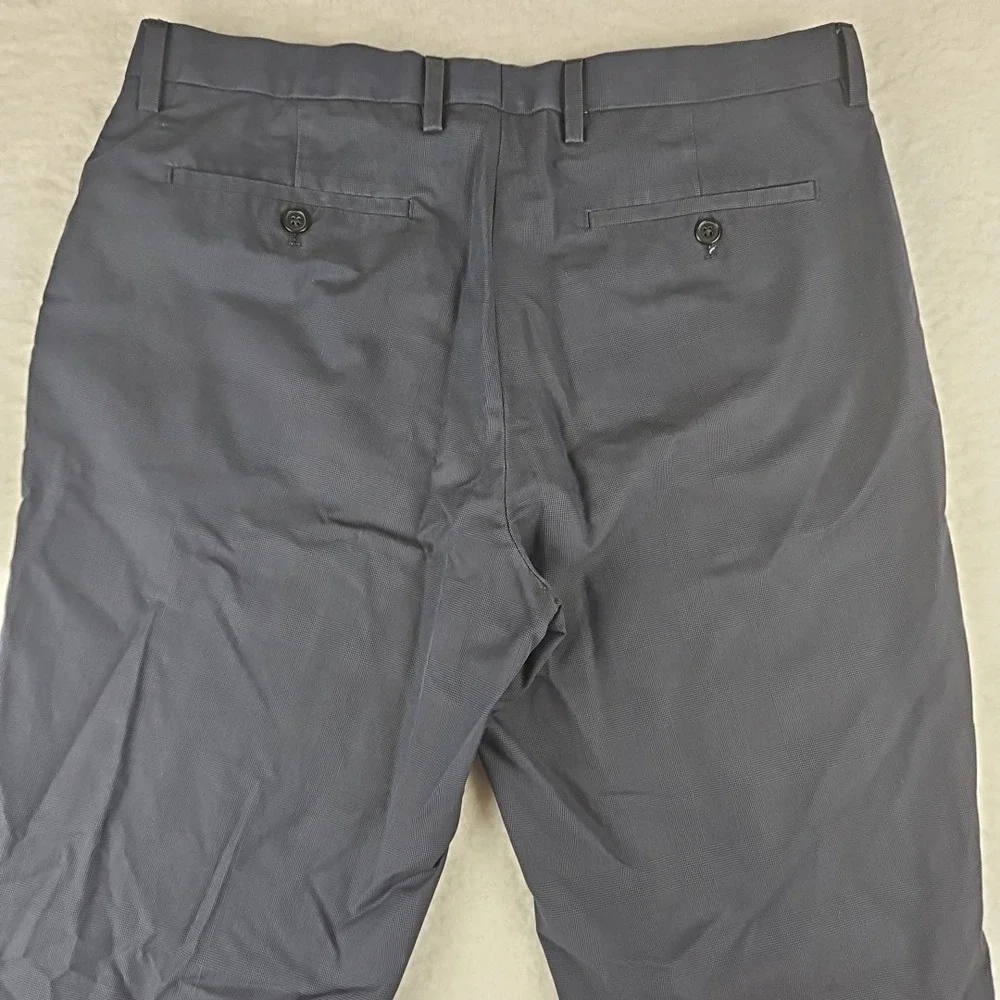 Banana Republic Non-Iron Slim Fit Pants Navy Cotton Trousers 33x32 Check Wrinkle